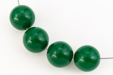 14mm Opaque Dark Green Round Bead (4 Pcs) #UP174-General Bead