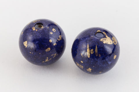 12mm Navy Blue/Gold Speckled Bead #UP177-General Bead