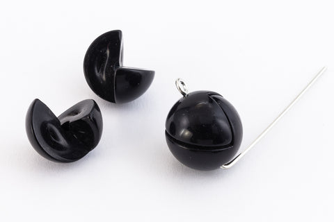 13mm Opaque Black Puzzle Piece (4 Pcs) #UP184-General Bead