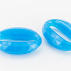 20mm x 14mm Opaque Blue Faceted Oval Link (4 Pcs) #UP217-General Bead