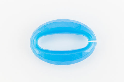 20mm x 14mm Opaque Blue Faceted Oval Link (4 Pcs) #UP217-General Bead