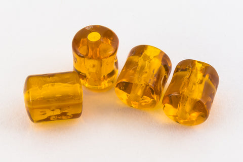 6mm x 7mm Transparent Topaz Textured Tube (4 Pcs) #UP242-General Bead