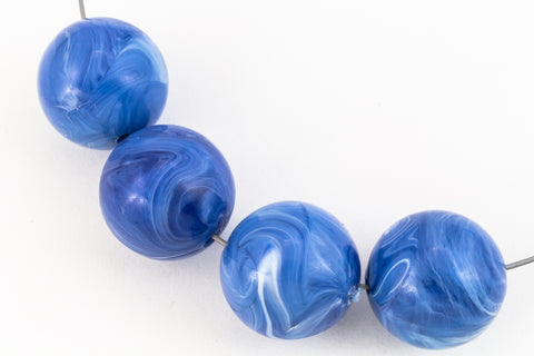 14mm Marble Dark Blue Round Lucite Bead (2 Pcs) #UP271-General Bead