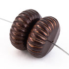 20mm x 10mm Chocolate Ridged Rondelle (2 Pcs) #UP293-General Bead