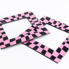 64mm Black and Pink Op- Art Open Square #UP400-General Bead
