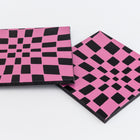 38mm Black and Pink Op- Art Square #UP402-General Bead