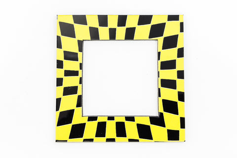 64mm Black and Yellow Op- Art Open Square #UP405-General Bead