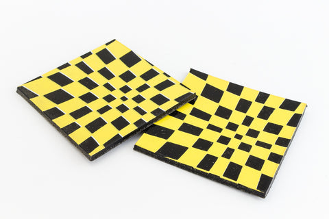 38mm Black and Yellow Op- Art Square #UP409-General Bead