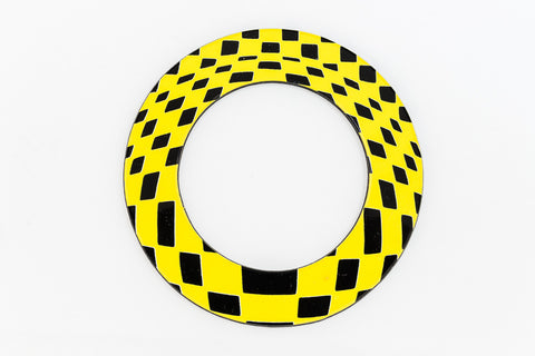 65mm Black and Yellow Op- Art Open Circle #UP411-General Bead