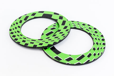 65mm Black and Green Op- Art Open Circle #UP412-General Bead