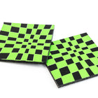 38mm Black and Green Op- Art Square #UP413-General Bead
