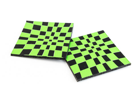 38mm Black and Green Op- Art Square #UP413-General Bead