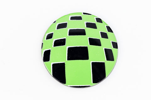 41mm Black and Green Op- Art Circle #UP414-General Bead