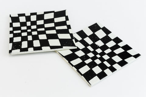 38mm Black and White Op- Art Square #UP418-General Bead