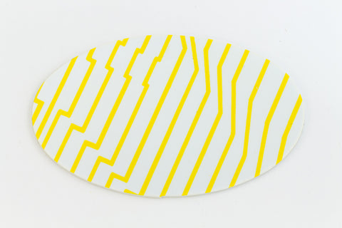 38mm x 62mm White and Yellow Op- Art Oval #UP419-General Bead
