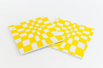 38mm White and Yellow Op- Art Square #UP421-General Bead