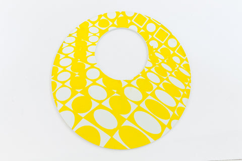75mm White and Yellow Op- Art Hoop #UP422-General Bead