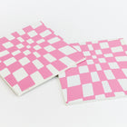 38mm White and Pink Op- Art Square #UP425-General Bead