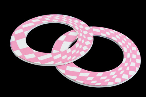 65mm White and Pink Op- Art Open Circle #UP426-General Bead