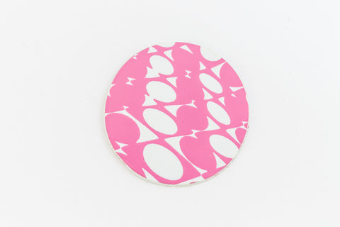29mm White and Pink Op- Art Circle (2 Pcs) #UP427-General Bead