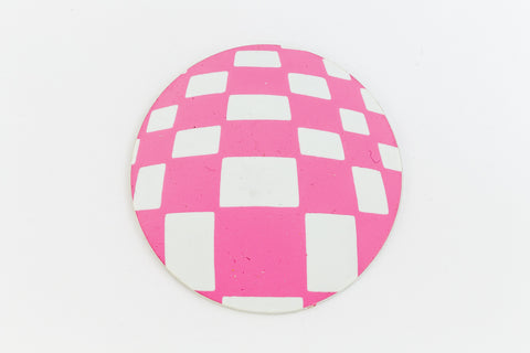 41mm White and Pink Op- Art Circle #UP428-General Bead