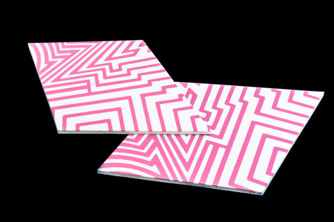 40mm x 60mm White and Pink Op- Art Diamond #UP429-General Bead