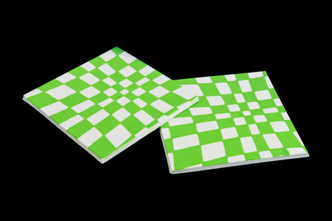 38mm White and Green Op- Art Square #UP431-General Bead