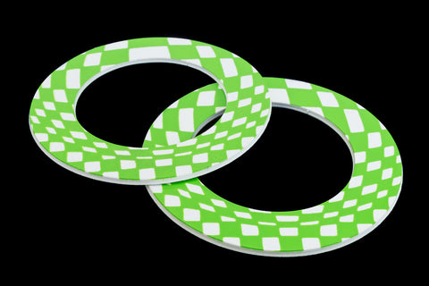 65mm White and Green Op- Art Open Circle #UP432-General Bead