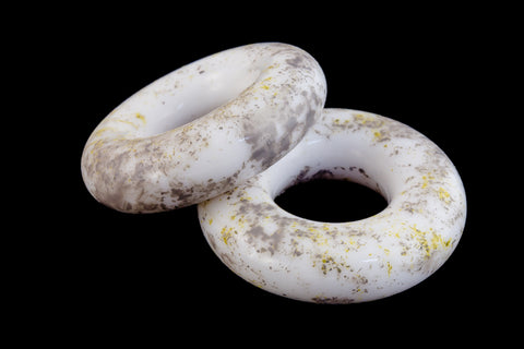 25mm White/Brown/Yellow Speckled Vintage Lucite Ring (2 Pcs) #UP450-General Bead