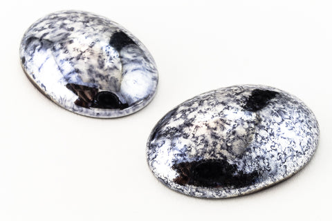 18mm x 25mm Mottled Silver Oval Cabochon #1746-General Bead
