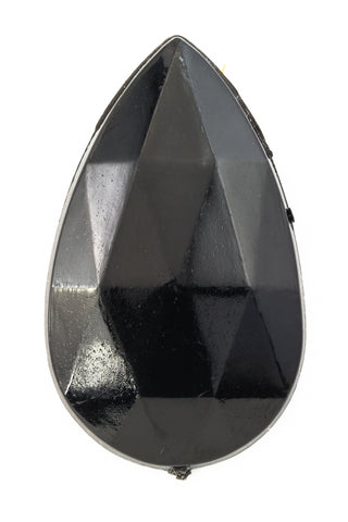 22mm x 40mm Black Faceted Teardrop (2 Pcs) #UP475-General Bead