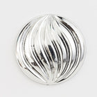 30mm Ribbed Silver Low Dome Cabochon #UP537-General Bead