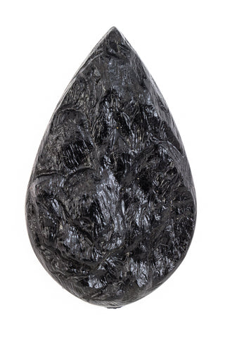 42mm Black Teardrop Cabochon with Rough Texture #UP574-General Bead