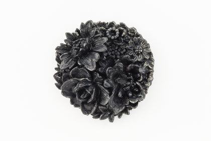 28mm Black Field of Flowers Cabochon #UP596-General Bead