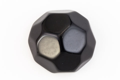 24mm Black Hex Faceted Cabochon #UP609-General Bead