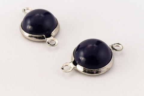 12mm Navy and Silver Connector (10 Pcs) #UP637-General Bead