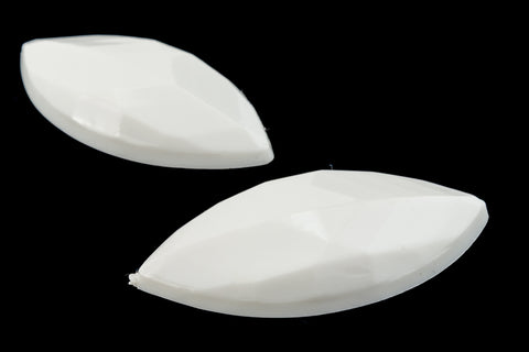 22mm x 44mm White Faceted Navette (2 Pcs) #UP639-General Bead