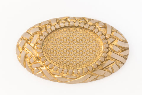 53mm Matte Clear/Gold Oval Cabochon Setting #UP687-General Bead