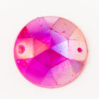23mm Transparent Fuchsia AB Faceted Sew-on Cabochon (4 Pcs) #UP691-General Bead