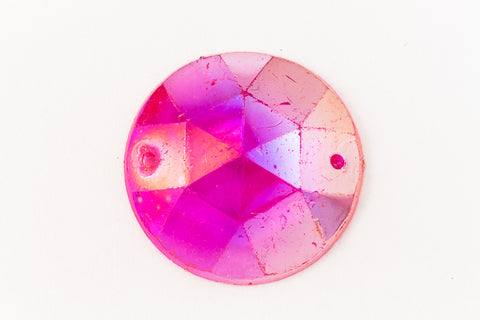 23mm Transparent Fuchsia AB Faceted Sew-on Cabochon (4 Pcs) #UP691-General Bead