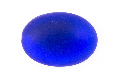 13mm x 18mm Frosted Cobalt Oval Cabochon (2 Pcs) #UP751-General Bead
