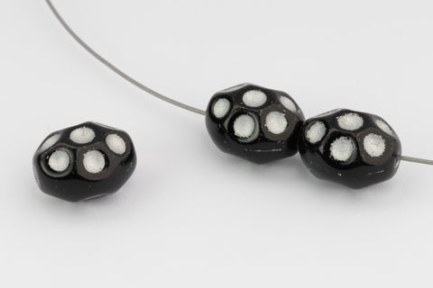 10mm x 12mm Black/Silver Dot Oval Bead (4 Pcs) #UPG021