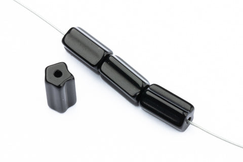 5mm x 10mm Black Czech Glass Atlas Bead (10 Pcs) #UPG068