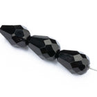 6mm x 9mm Opaque Black Faceted Teardrop (12 Pcs) #UPG069