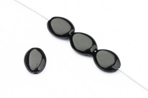 6mm x 8mm Opaque Black Flat Oval Bead (12 Pcs) #UPG071