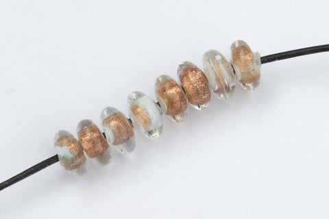 4mm x 8mm Copper Swirl/White Heart Rondelle (10 Pcs) #UPG126