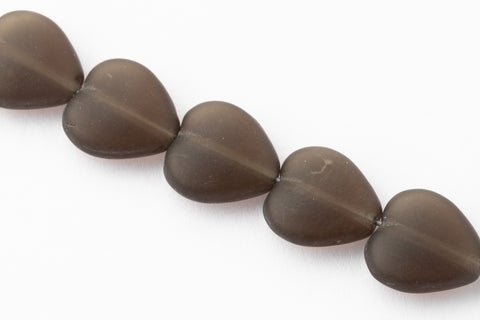 12mm Matte Smoky Gray Heart Bead (4 Pcs) #UPG176