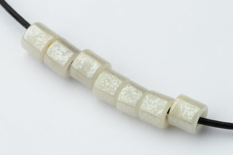 5mm White Luster Tile Bead (50 Pcs) #UPG187