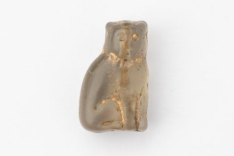 15mm Smoky Gray/Gold Sitting Cat Bead #UPG188