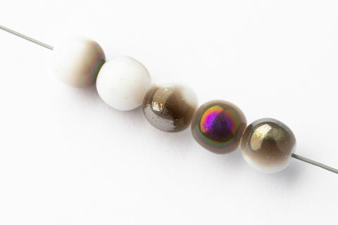 8mm White/Vitrail Medium Round Bead (25 Pcs) #UPG199